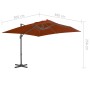 Sombrilla voladiza con poste de aluminio terracota 300x300 cm de vidaXL, Sombrillas - Ref: Foro24-312316, Precio: 172,61 €, D...