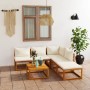 Garden furniture 6 pcs cream cushions solid acacia wood by vidaXL, Garden sets - Ref: Foro24-3057654, Price: 580,42 €, Discou...