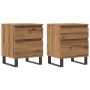 Mesitas de noche 2 uds madera roble artisian 40x35x50 cm by , Nightstands - Ref: Foro24-857439, Price: 113,35 €, Discount: %