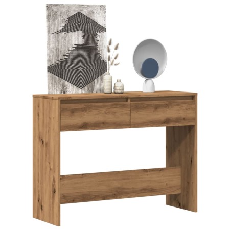 Mesa consola madera ingeniería roble artesanal 100x35x76,5 cm by , Side tables - Ref: Foro24-856785, Price: 75,18 €, Discount: %