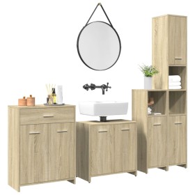 Juego de muebles de baño 4 pzas contrachapada roble Sonoma von , Badezimmermöbel - Ref: Foro24-3325044, Preis: 208,81 €, Raba...