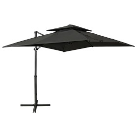 Cantilever umbrella with double cover anthracite gray 250x250 cm by vidaXL, Umbrellas - Ref: Foro24-312354, Price: 247,99 €, ...