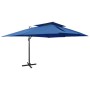 Cantilever umbrella with double light blue roof 400x300 cm by vidaXL, Umbrellas - Ref: Foro24-312379, Price: 294,38 €, Discou...