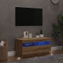 Mueble TV luces LED madera ingeniería roble artisan 80x35x40 cm de , Muebles TV - Ref: Foro24-856358, Precio: 76,51 €, Descue...