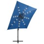 Ampelschirm mit Mast und blauen LED-Lichtern 250 cm von vidaXL, Sonnenschirme - Ref: Foro24-312325, Preis: 131,93 €, Rabatt: %