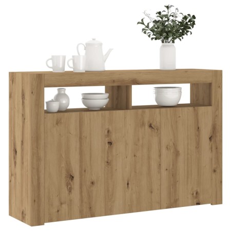 Aparador con LED madera ingeniería roble artisan 115,5x30x75 cm de , Aparadores - Ref: Foro24-856364, Precio: 132,72 €, Descu...