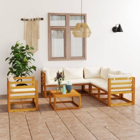 Garden furniture 7 pcs cream cushions solid acacia wood by vidaXL, Garden sets - Ref: Foro24-3057644, Price: 595,24 €, Discou...