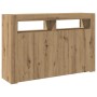 Aparador con LED madera ingeniería roble artisan 115,5x30x75 cm de , Aparadores - Ref: Foro24-856364, Precio: 132,72 €, Descu...