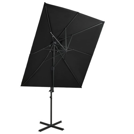 Cantilever umbrella with double black cover 250x250 cm by vidaXL, Umbrellas - Ref: Foro24-312364, Price: 141,91 €, Discount: %