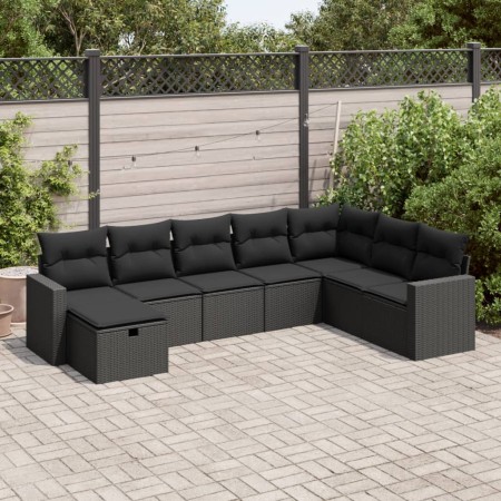 Set de sofás de jardín y cojines 8 piezas ratán sintético negro | Foro24|Onlineshop| Casa, Jardín y Más Foro24.es