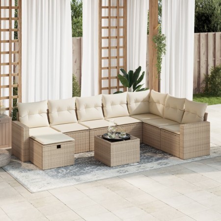 Set de sofás de jardín con cojines 9 pzas ratán sintético beige von , Gartensets - Ref: Foro24-3325444, Preis: 687,73 €, Raba...