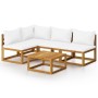 Garden furniture set, 5 pieces, cream cushions, solid acacia wood. by vidaXL, Garden sets - Ref: Foro24-3057657, Price: 439,5...