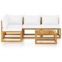 Garden furniture set, 5 pieces, cream cushions, solid acacia wood. by vidaXL, Garden sets - Ref: Foro24-3057657, Price: 439,5...