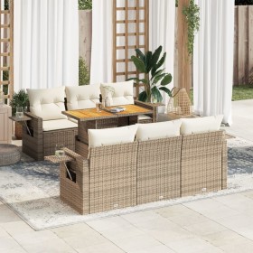 Set sofás de jardín 7 piezas y cojines ratán sintético beige de , Conjuntos de jardín - Ref: Foro24-3327110, Precio: 675,83 €...