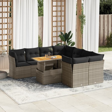 Set de sofás de jardín con cojines 9 pzas ratán sintético gris | Foro24|Onlineshop| Casa, Jardín y Más Foro24.es