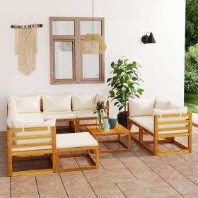 Garden furniture 10 pcs cream cushions solid acacia wood by vidaXL, Garden sets - Ref: Foro24-3057647, Price: 935,34 €, Disco...