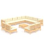 Garden furniture 13 pieces and cushions solid cream pine wood by vidaXL, Garden sets - Ref: Foro24-3096881, Price: 945,20 €, ...