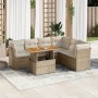 Set sofás de jardín 7 piezas y cojines ratán sintético beige von , Gartensets - Ref: Foro24-3326935, Preis: 567,25 €, Rabatt: %