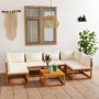 Garden furniture 7 pcs cream cushions solid acacia wood by vidaXL, Garden sets - Ref: Foro24-3057653, Price: 613,99 €, Discou...