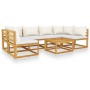 Garden furniture 7 pcs cream cushions solid acacia wood by vidaXL, Garden sets - Ref: Foro24-3057653, Price: 613,99 €, Discou...