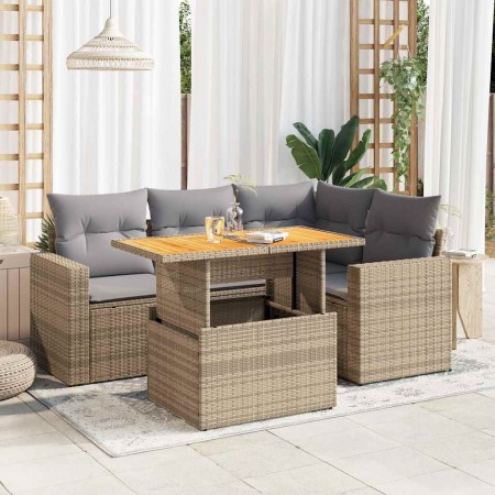 Juego de sofás jardín con cojines 5 pzas ratán sintético beige von , Gartensets - Ref: Foro24-3327034, Preis: 457,59 €, Rabat...