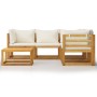 Garden furniture set, 6 pieces, cream cushions, solid acacia wood. by vidaXL, Garden sets - Ref: Foro24-3057643, Price: 537,6...