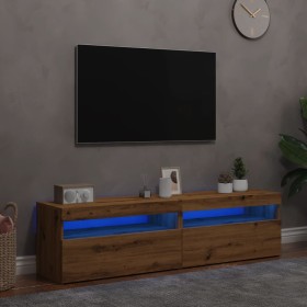 Muebles TV con luces LED 2 uds madera ingeniería