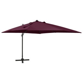 Cantilever parasol with pole and burgundy red LED lights 300 cm by vidaXL, Umbrellas - Ref: Foro24-312350, Price: 171,90 €, D...