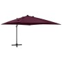 Cantilever parasol with pole and burgundy red LED lights 300 cm by vidaXL, Umbrellas - Ref: Foro24-312350, Price: 171,77 €, D...