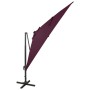 Cantilever parasol with pole and burgundy red LED lights 300 cm by vidaXL, Umbrellas - Ref: Foro24-312350, Price: 171,77 €, D...