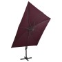 Cantilever parasol with pole and burgundy red LED lights 300 cm by vidaXL, Umbrellas - Ref: Foro24-312350, Price: 171,77 €, D...