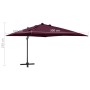 Cantilever parasol with pole and burgundy red LED lights 300 cm by vidaXL, Umbrellas - Ref: Foro24-312350, Price: 171,77 €, D...