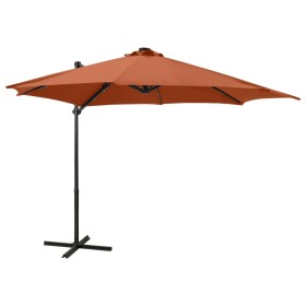 Cantilever parasol with pole and terracotta LED lights 300 cm by vidaXL, Umbrellas - Ref: Foro24-312335, Price: 182,99 €, Dis...