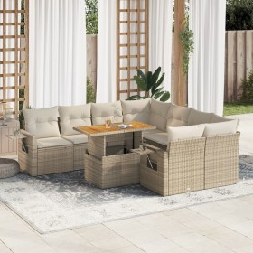 Set de sofás de jardín con cojines 9 pzas ratán sintético beige de , Conjuntos de jardín - Ref: Foro24-3327131, Precio: 892,9...