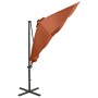 Cantilever parasol with pole and terracotta LED lights 300 cm by vidaXL, Umbrellas - Ref: Foro24-312335, Price: 182,07 €, Dis...