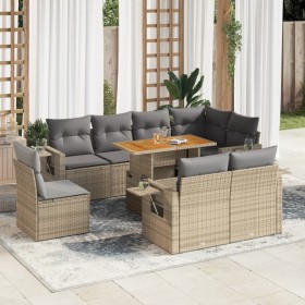 Set de sofás de jardín con cojines 9 pzas ratán sintético beige de , Conjuntos de jardín - Ref: Foro24-3327167, Precio: 798,6...