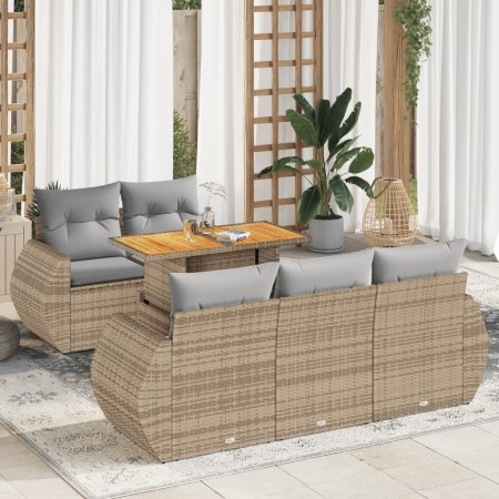 Juego de sofás jardín con cojines 6 pzas ratán sintético beige by , Garden sets - Ref: Foro24-3327216, Price: 568,93 €, Disco...