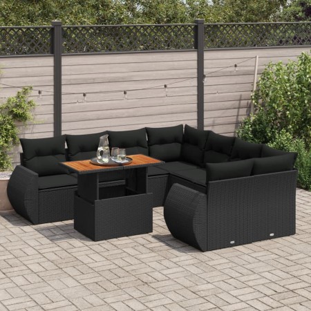 Set de sofás de jardín con cojines 9 pzas ratán sintético negro | Foro24|Onlineshop| Casa, Jardín y Más Foro24.es