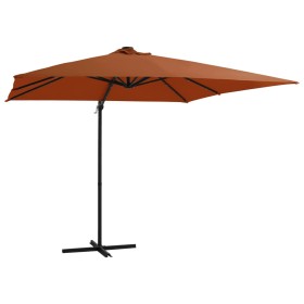 Cantilever umbrella with LED lights terracotta 250x250 cm by vidaXL, Umbrellas - Ref: Foro24-312311, Price: 86,76 €, Discount: %