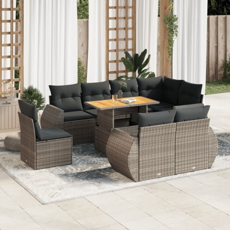 Set de sofás de jardín con cojines 9 pzas ratán sintético gris | Foro24|Onlineshop| Casa, Jardín y Más Foro24.es