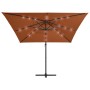 Cantilever umbrella with LED lights terracotta 250x250 cm by vidaXL, Umbrellas - Ref: Foro24-312311, Price: 86,76 €, Discount: %