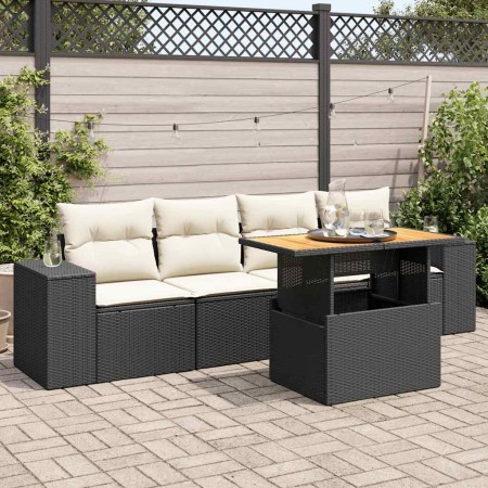 Set de muebles de jardín 5 pzas y cojines ratán sintético negro | Foro24|Onlineshop| Casa, Jardín y Más Foro24.es