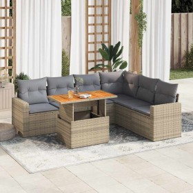 Set sofás de jardín 7 piezas y cojines ratán sintético beige de , Conjuntos de jardín - Ref: Foro24-3327048, Precio: 594,92 €...