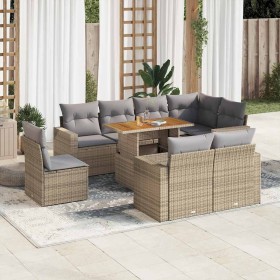 Set de sofás de jardín con cojines 9 pzas ratán sintético beige de , Conjuntos de jardín - Ref: Foro24-3327055, Precio: 817,6...