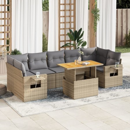 Set de sofás de jardín y cojines 8 piezas ratán sintético beige by , Garden sets - Ref: Foro24-3327125, Price: 652,58 €, Disc...