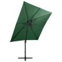 Sombrilla voladiza con poste y luces LED 250 cm verde de vidaXL, Sombrillas - Ref: Foro24-312321, Precio: 111,99 €, Descuento: %