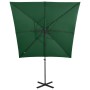 Sombrilla voladiza con poste y luces LED 250 cm verde de vidaXL, Sombrillas - Ref: Foro24-312321, Precio: 111,99 €, Descuento: %