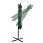 Sombrilla voladiza con poste y luces LED 250 cm verde de vidaXL, Sombrillas - Ref: Foro24-312321, Precio: 111,99 €, Descuento: %