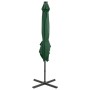 Sombrilla voladiza con poste y luces LED 250 cm verde de vidaXL, Sombrillas - Ref: Foro24-312321, Precio: 111,99 €, Descuento: %