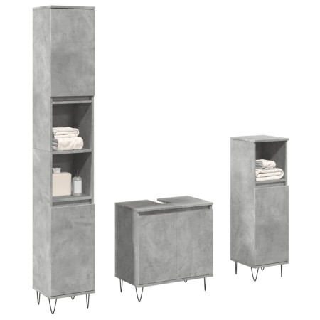 Set muebles de baño 2 piezas madera contrachapada gris hormigón de , Muebles de baño - Ref: Foro24-3324953, Precio: 164,48 €,...